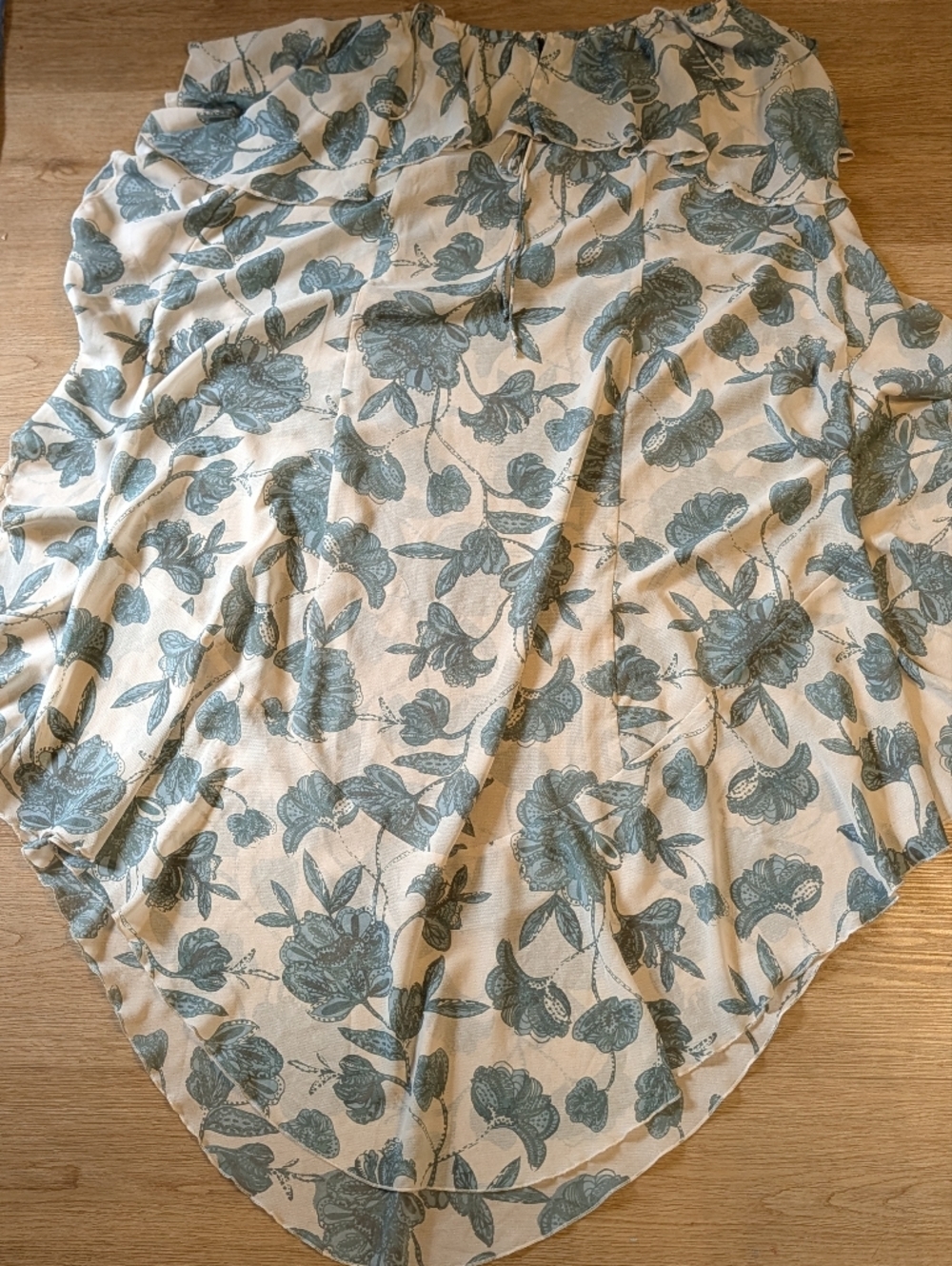 Free People NWOT Ruffle Midi Circular Dress in Teal Floral Combo sz SML - Picture 5 of 7